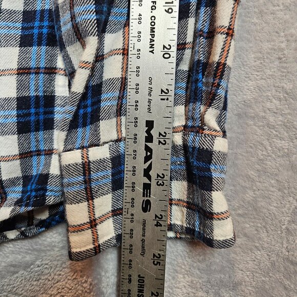 Croft & Barrow Shirt Plaid Flannel Cotton Mens L Button Blue White casual dad - Picture 9 of 14